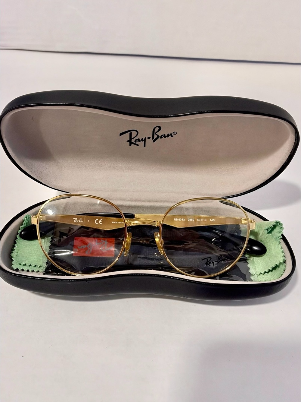 RAY-BAN RB 6343 2860 GOLD BLACK AUTHENTIC FRAMES EYEGLASSES 47-19